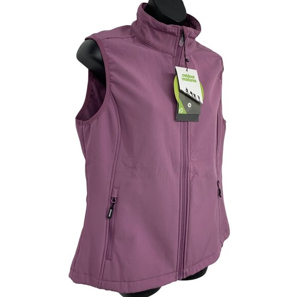 Outdoor Ventures Women Fleece-Lined Vest Medium Pocket Collar Zipper Purple New - Picture 3 of 11